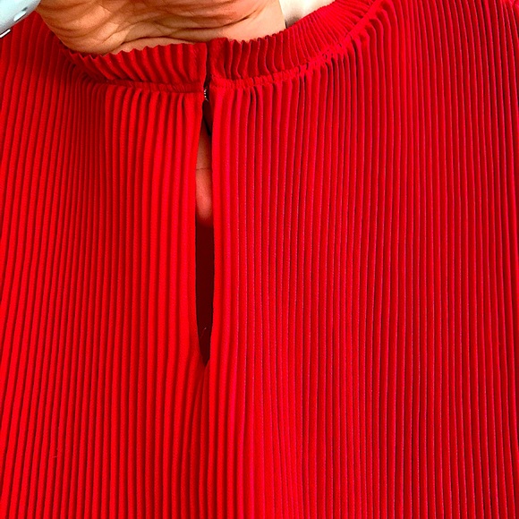 Ann Taylor Red Pleated Flutter Sleeve Blouse - Picture 5 of 11
